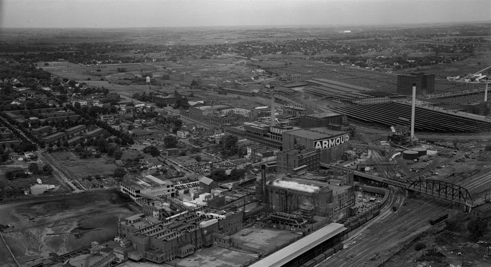 1947 Aerial from Q St Viaduct looking northwest. Can see Armour Meat Packing Plant and Southside Terrace. John Savage photo. 1947 Aerial from Q St Viaduct looking northwest. Can see Armour Meat Packing Plant and Southside Terrace. John Savage photo.